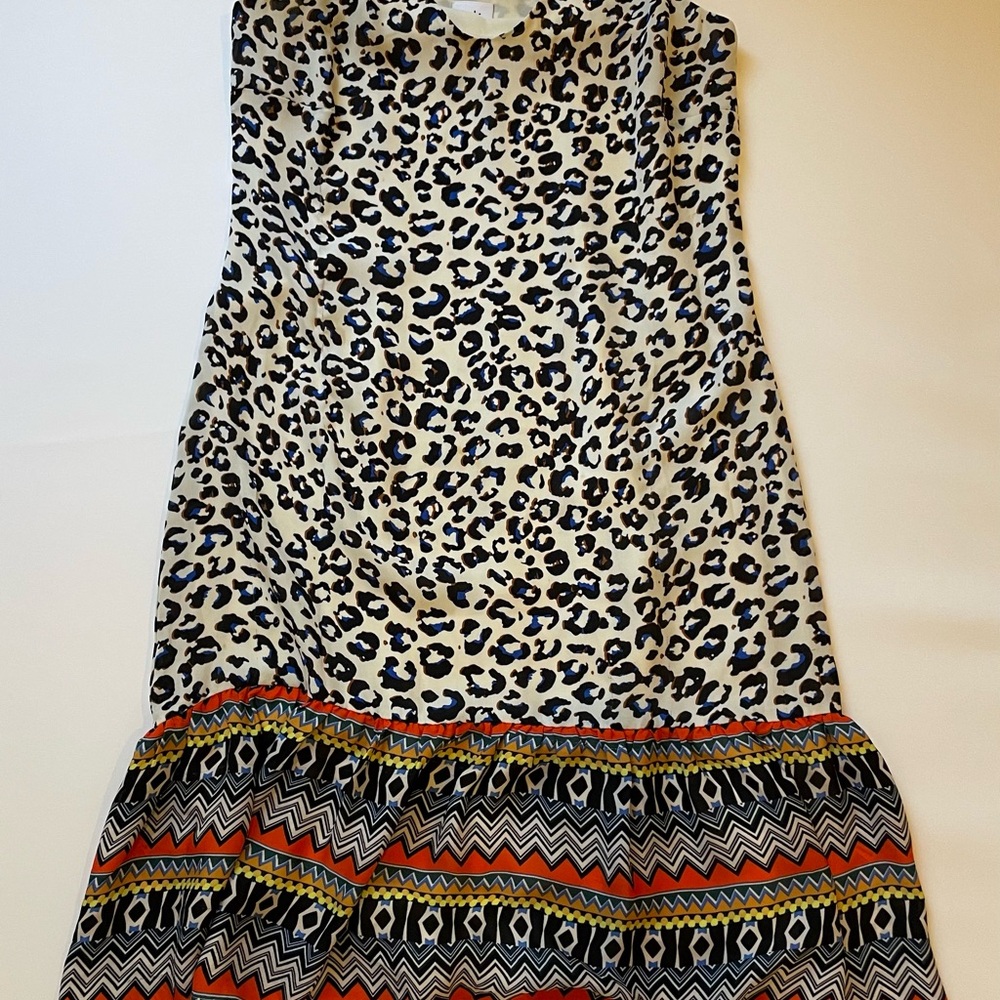 Leopard Print Midi Dress with Geometric Hem